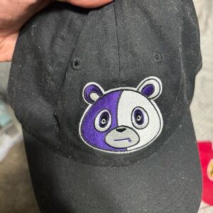 Yeezy Black Hat with Purple Panda Design